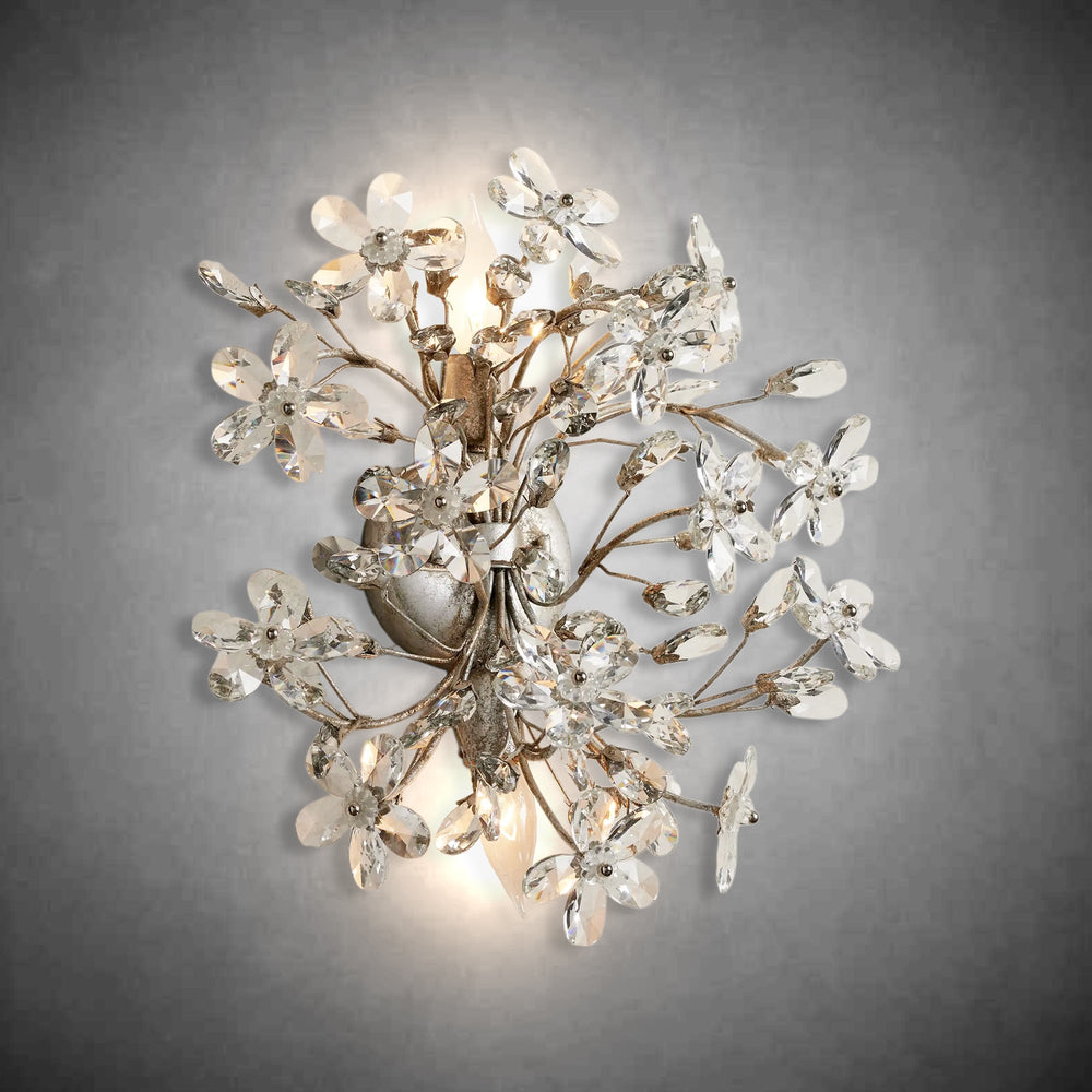 Fiore 2-Light Crystal Floral Wall Sconce Italian Hand-Finished Lighting