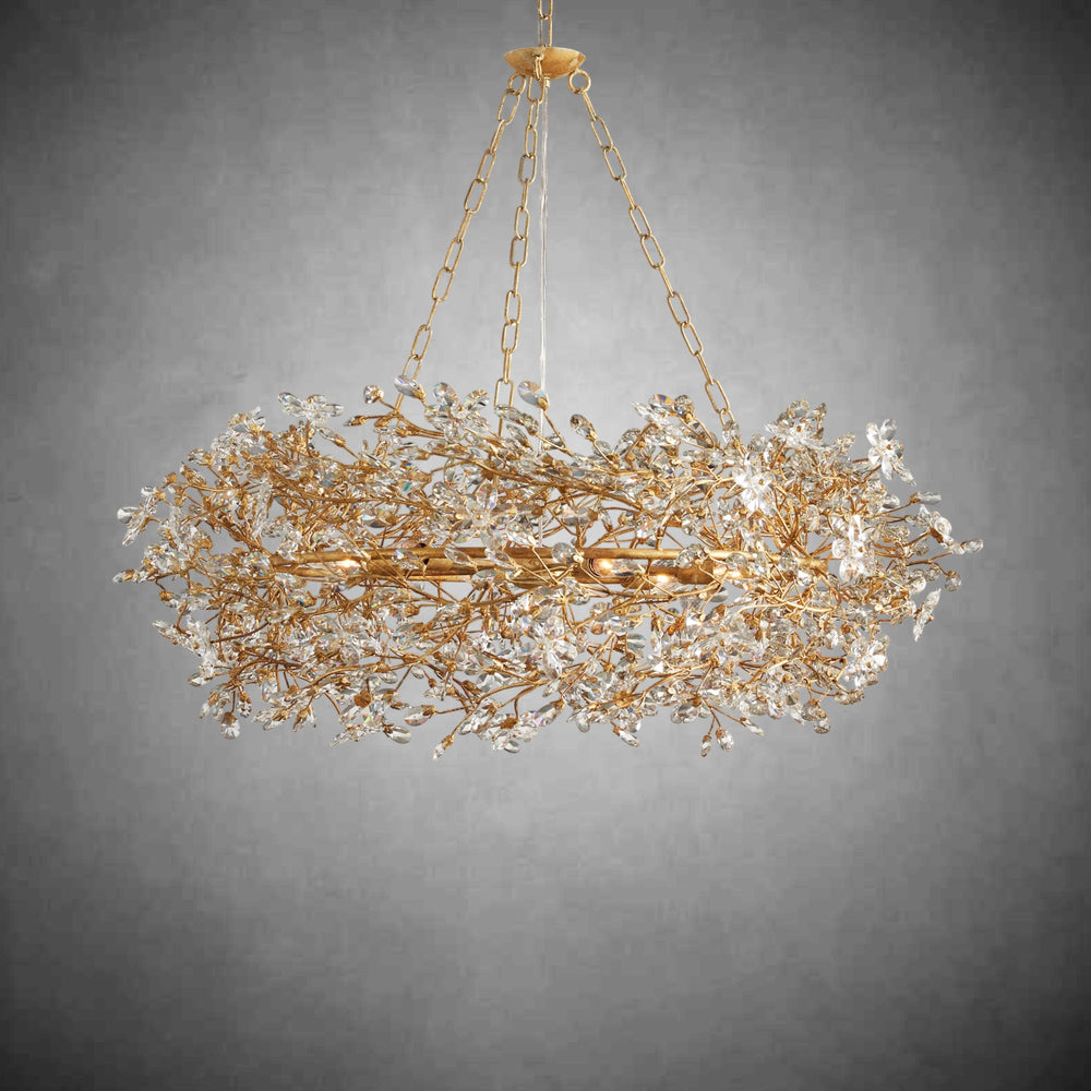 Fiore Crown Crystal Chandelier: Luxurious Floral Iron Design, Multiple Sizes & Finishes