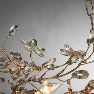 Fiore 8-Light Linear Crystal Floral Chandelier Solid Iron Finish