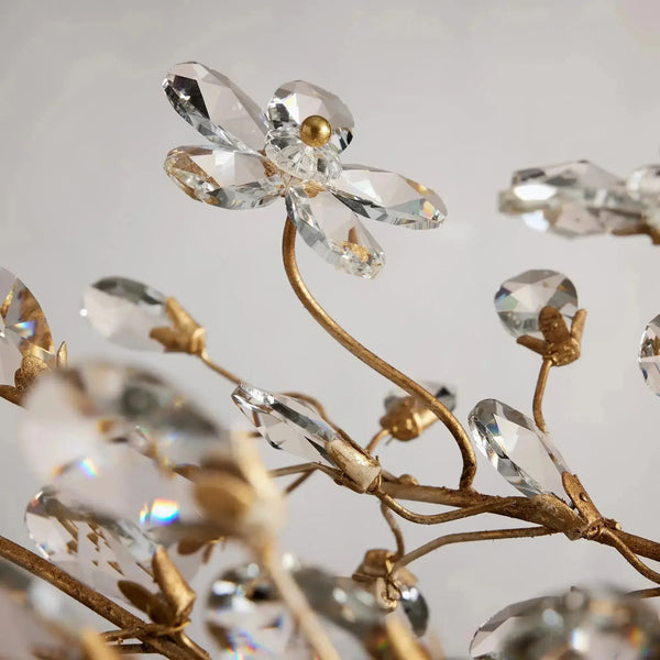 Fiore 8-Light Linear Crystal Floral Chandelier Solid Iron Finish