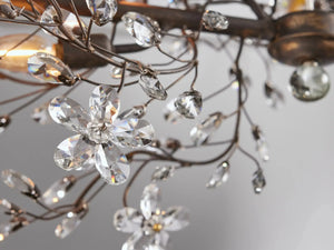 Fiore 8-Light Linear Crystal Floral Chandelier Solid Iron Finish