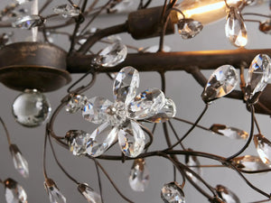 Fiore 8-Light Linear Crystal Floral Chandelier Solid Iron Finish