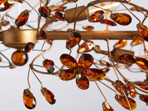 Fiore 8-Light Linear Crystal Floral Chandelier Solid Iron Finish