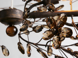 Fiore 8-Light Linear Crystal Floral Chandelier Solid Iron Finish