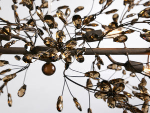 Fiore 8-Light Linear Crystal Floral Chandelier Solid Iron Finish