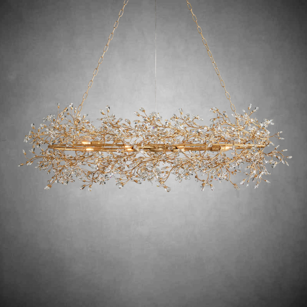 Fiore Oval Crystal Chandelier Italian Iron Floral Design 62 74
