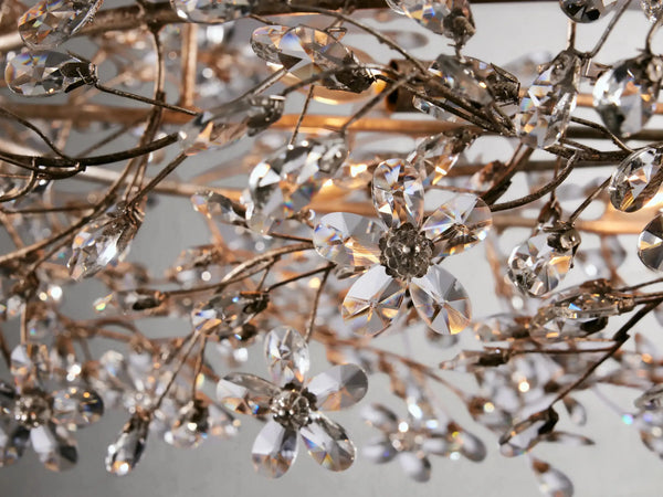 Fiore Oval Crystal Chandelier Italian Iron Floral Design 62 74