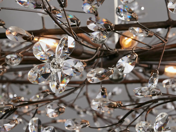 Fiore Oval Crystal Chandelier Italian Iron Floral Design 62 74