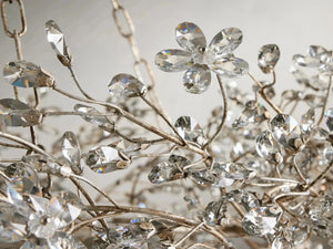 Fiore Crown Crystal Chandelier: Luxurious Floral Iron Design, Multiple Sizes & Finishes