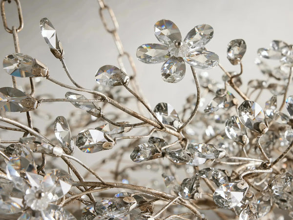 Fiore Crown Crystal Chandelier: Luxurious Floral Iron Design, Multiple Sizes & Finishes