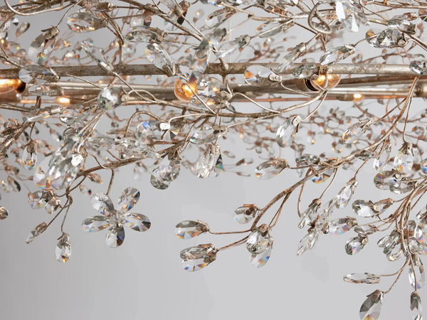 Fiore Crown Crystal Chandelier: Luxurious Floral Iron Design, Multiple Sizes & Finishes