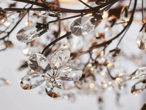 Fiore Crown Crystal Chandelier: Luxurious Floral Iron Design, Multiple Sizes & Finishes