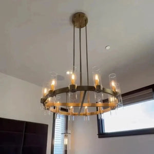 Lavelle 60-inch Round Glass Chandelier with 20 LED E12 Bulbs