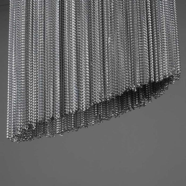 Modern Oak Aluminium Chain Chandelier