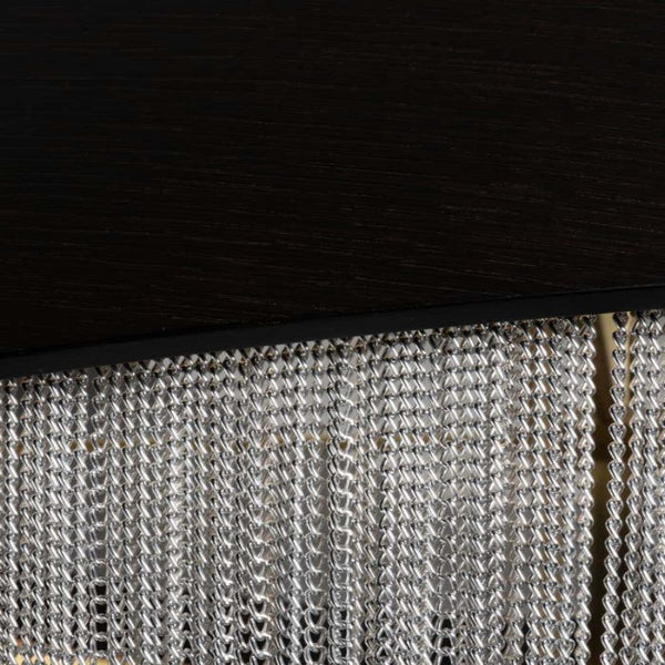 Modern Oak Aluminium Chain Chandelier