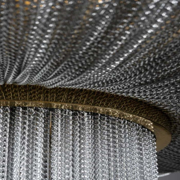 Modern Oak Aluminium Chain Chandelier