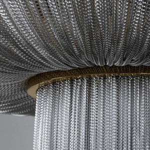 Modern Oak Aluminium Chain Chandelier