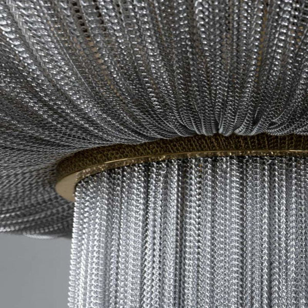 Modern Oak Aluminium Chain Chandelier