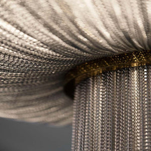 Modern Oak Aluminium Chain Chandelier