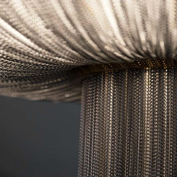 Modern Oak Aluminium Chain Chandelier