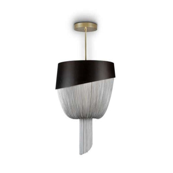 Modern Oak Aluminium Chain Chandelier