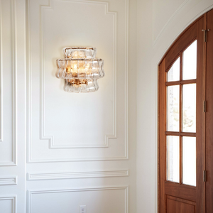 Ghiaccio Curved Glass Wall Sconce with Plated Brass Finish