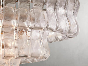 Ghiaccio Oval Curved Glass Chandelier Plated Brass Finish 54 65