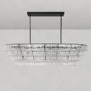 Ghiaccio Oval Curved Glass Chandelier Plated Brass Finish 54 65