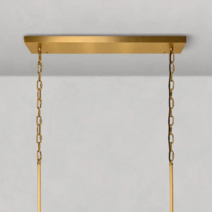Ghiaccio Oval Curved Glass Chandelier Plated Brass Finish 54 65