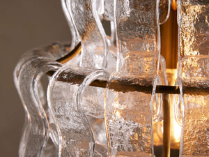 Ghiaccio Textured Glass Pendant Light with Brass or Bronze