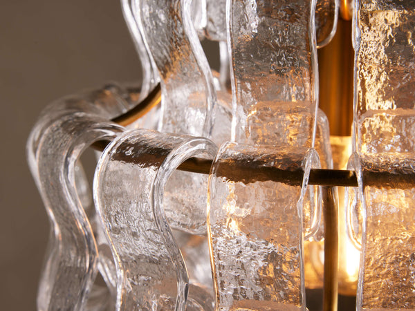 Ghiaccio Textured Glass Pendant Light with Brass or Bronze