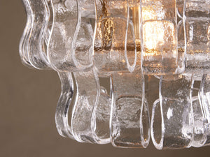 Ghiaccio Textured Glass Pendant Light with Brass or Bronze
