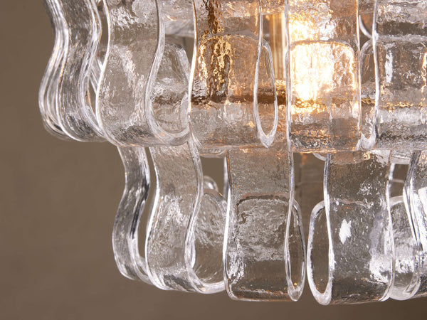 Ghiaccio Textured Glass Pendant Light with Brass or Bronze
