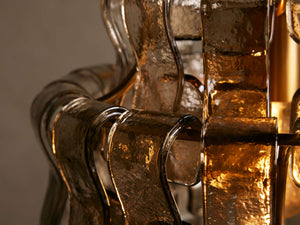 Ghiaccio Textured Glass Pendant Light with Brass or Bronze