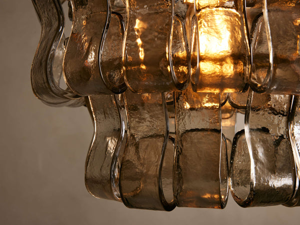 Ghiaccio Textured Glass Pendant Light with Brass or Bronze