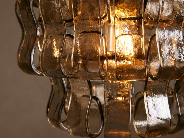 Ghiaccio Textured Glass Pendant Light with Brass or Bronze