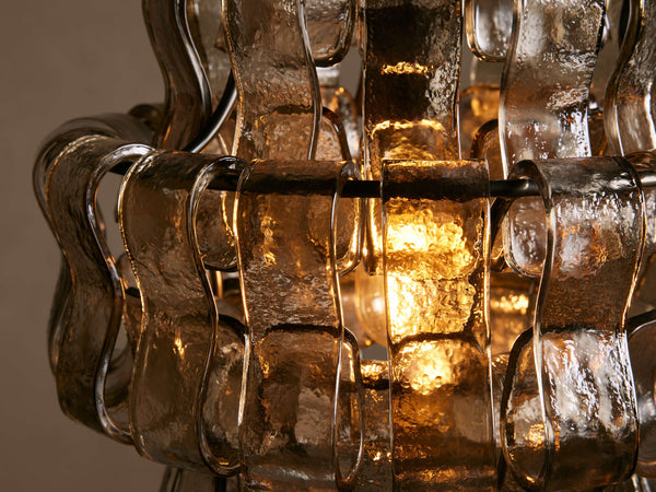 Ghiaccio Textured Glass Pendant Light with Brass or Bronze