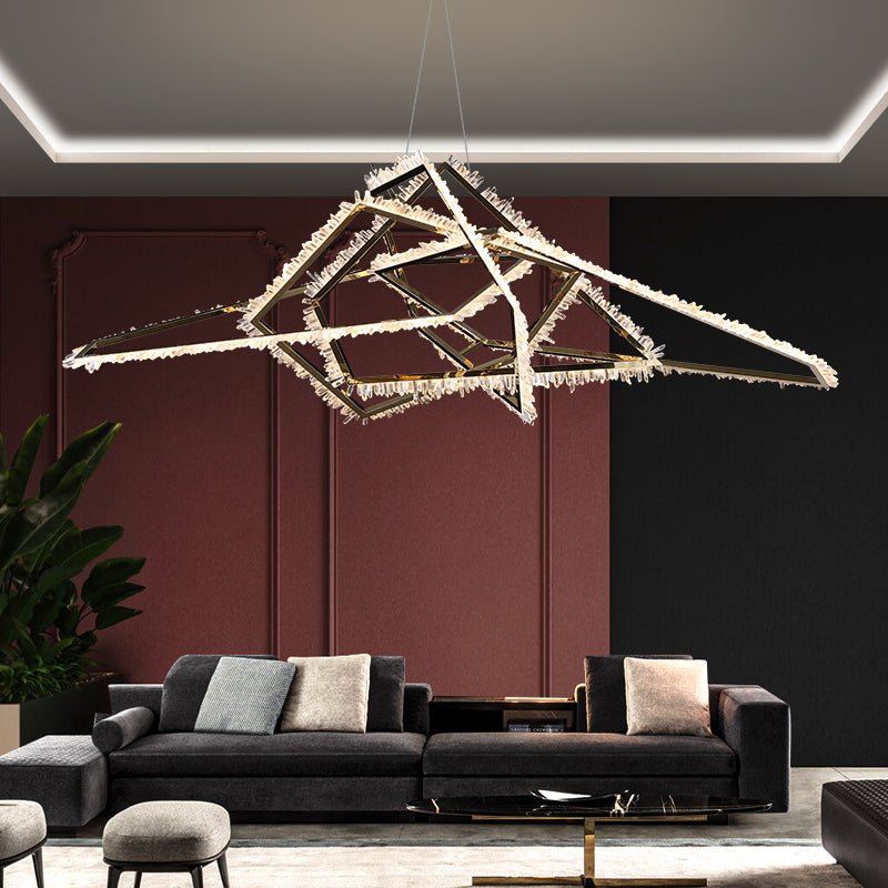 Besy Irregular Modern Living Room Rock Crystal Chandelier