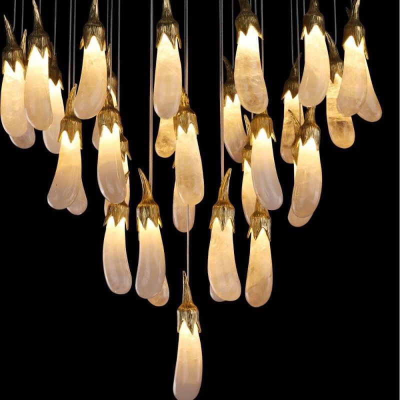 Besy Rock Crystal Eggplant Pendant Light