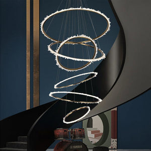 Besy Rock Crystal Multi Rings Chandelier For Staircase