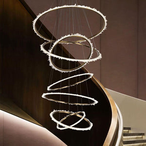 Besy Rock Crystal Multi Rings Chandelier For Staircase