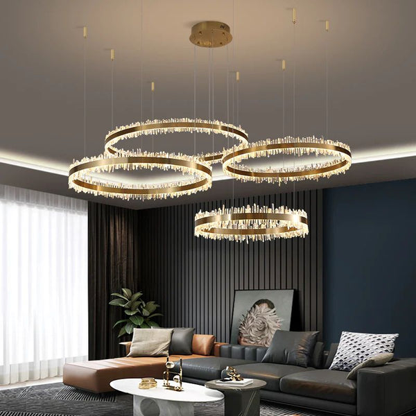 Besy Rock Crystal Rings Luxury Chandelier