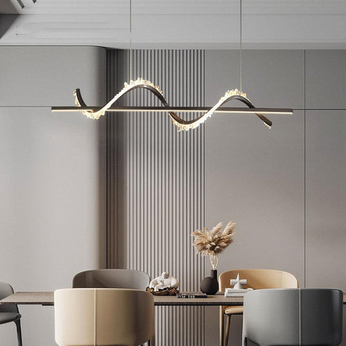 Besy Spiral Rock Crystal Chandelier,Linear Dining Room Chandelier