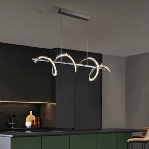 Besy Spiral Rock Crystal Chandelier,Linear Dining Room Chandelier