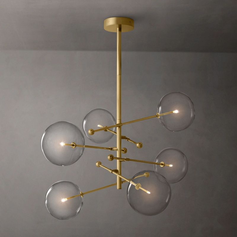 Glass Globe Mobile Six-arm Living Room Chandelier 55"