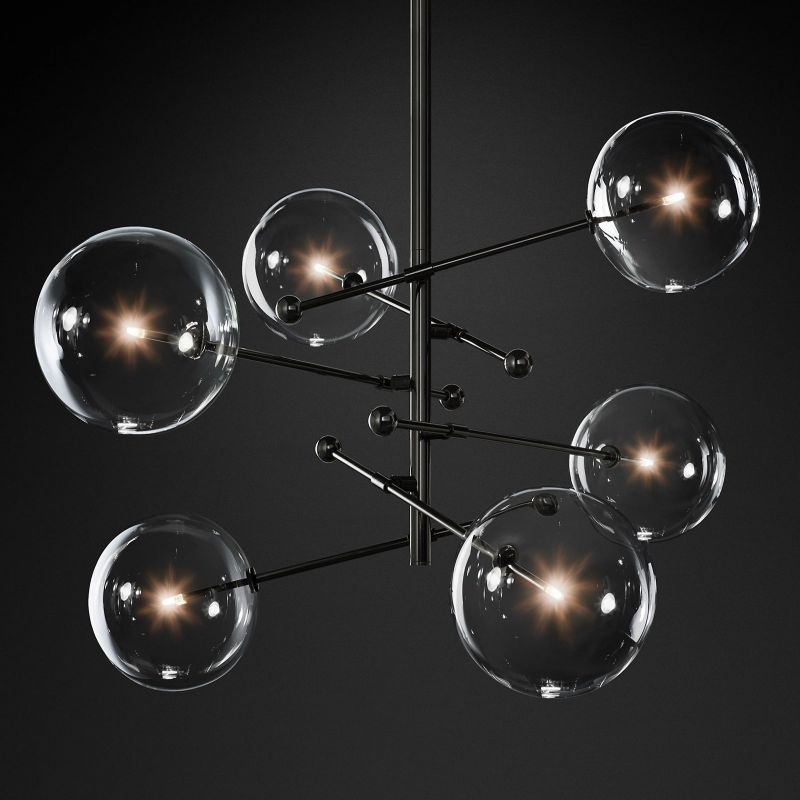 Glass Globe Mobile Six-arm Living Room Chandelier 55"