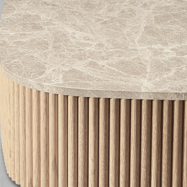 Mulholland Oak Wood & Stone Coffee Table