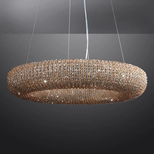 Halo Crystal Round LED Living Room Chandelier 59"