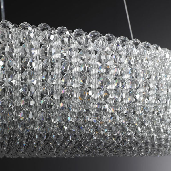 Halo Crystal Round LED Living Room Chandelier 59"