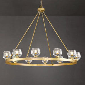 Wagon Wheel Glass Round Chandelier 24" 36" 48" 60"